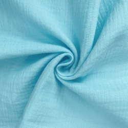 Ткань Муслин Жатый, цвет Небесно-голубой (на отрез)  в Комсомольске-на-Амуре