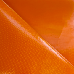 Ткань ПВХ 450 гр/м2, Оранжевый (Ширина 160см), на отрез  в Комсомольске-на-Амуре