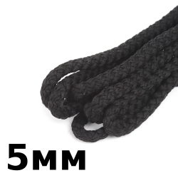 Шнур с сердечником 5мм, цвет Чёрный (плетено-вязанный, плотный)  в Комсомольске-на-Амуре